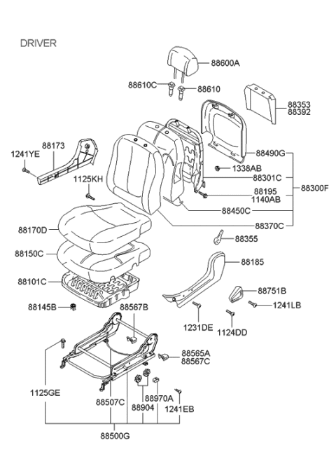 2004 Hyundai Accent  Frame Assembly-Front Seat Cushion Driver Diagram for 881102D000