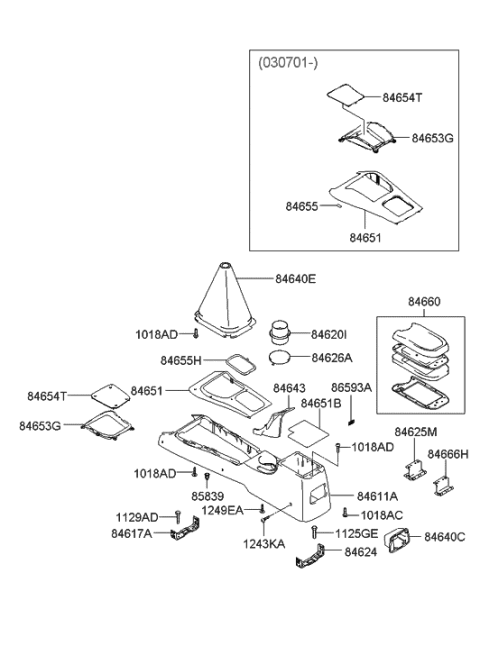 2004 Hyundai Accent  Cover-Blanking Console Diagram for 846262D000OH