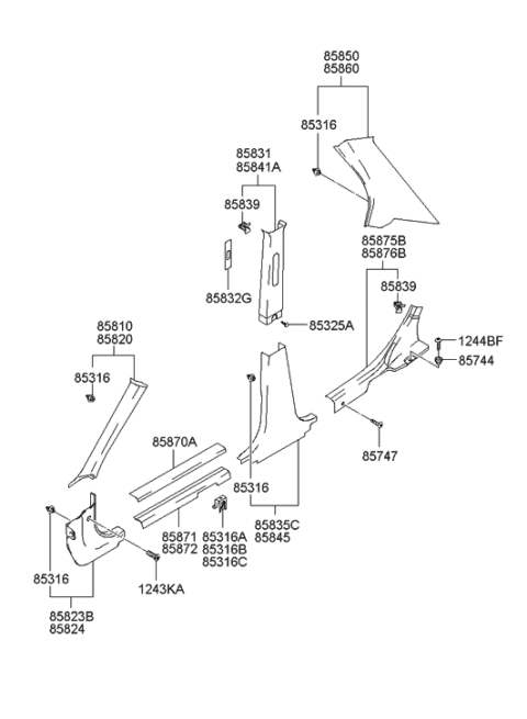 2004 Hyundai Accent  Trim Assembly-Cowl Side LH Diagram for 858252D000LT
