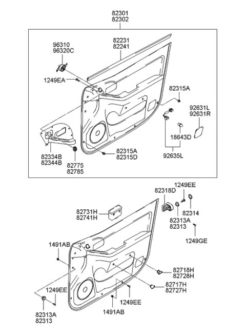 2002 Hyundai Accent Handle-Door Pull, RH Diagram for 827412D000LT