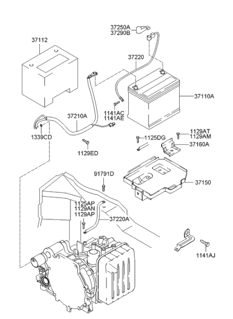 2004 Hyundai Accent  Bracket-Battery Mounting Diagram for 371602D000