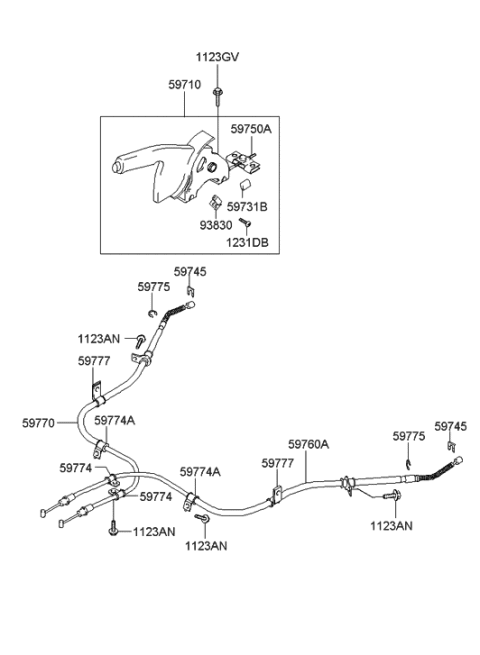 2011 Hyundai Elantra  Cable Assembly-Parking Brake, RH Diagram for 597702D010
