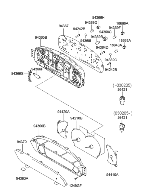 2008 Hyundai Elantra  Screw-Fuel & Temperature Gauge Mounting Diagram for 943642D100