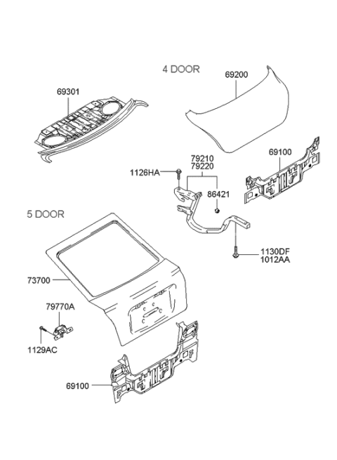 2003 Hyundai Accent Panel Assembly-Rear Package Tray Diagram for 693002D030
