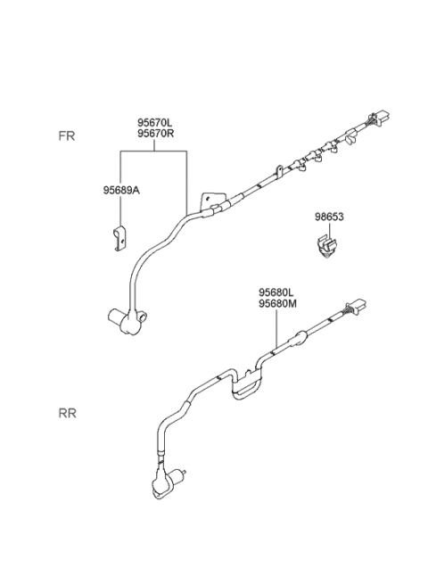 2008 Hyundai Elantra Sensor Assembly-Abs Front Wheel , L Diagram for 956702D000