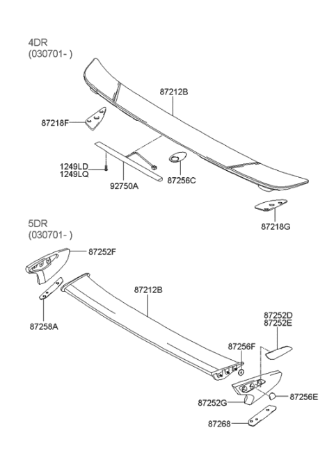2002 Hyundai Accent Pad-Rear Spoiler Diagram for 872562D620