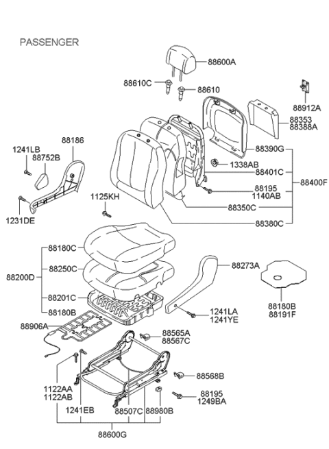 2003 Hyundai Accent  STPS Assembly Front Seat-RH Diagram for 889202D000