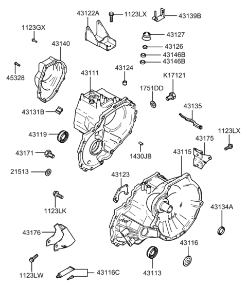 2003 Hyundai Accent Retainer-Bearing Diagram for 4312328500