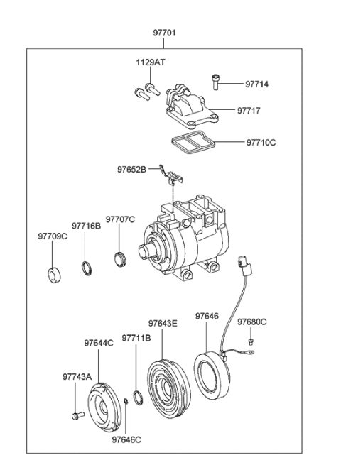 2005 Hyundai Accent  PULLEY Assembly-Air Conditioning Compressor Diagram for 9764322260
