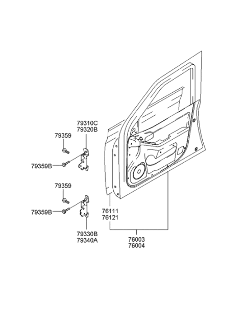 2002 Hyundai Accent  Panel Assembly-Front Door, LH Diagram for 760032D050