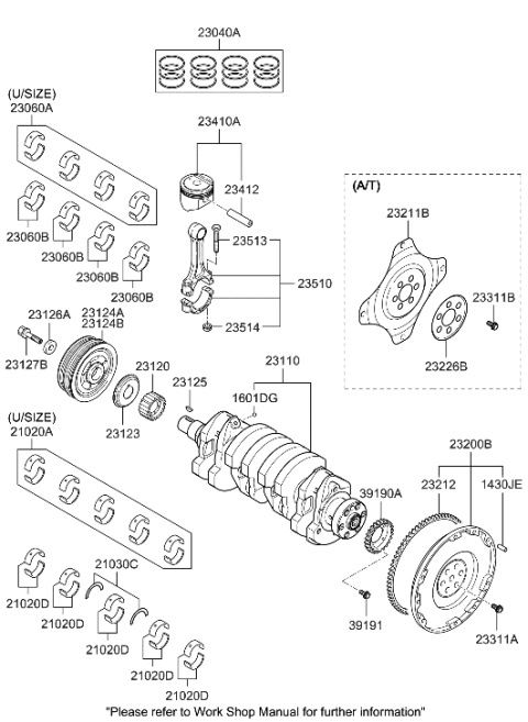 2004 Hyundai Accent Bearing Pair Set-Connecting Rod Diagram for 2306023540