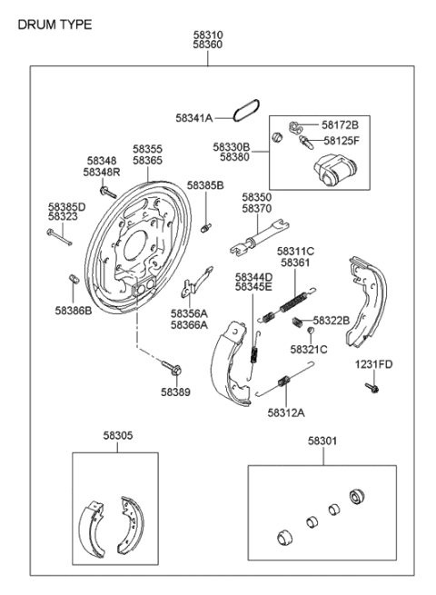 2008 Hyundai Elantra  Brake Assembly-Rear, LH Diagram for 583102D020