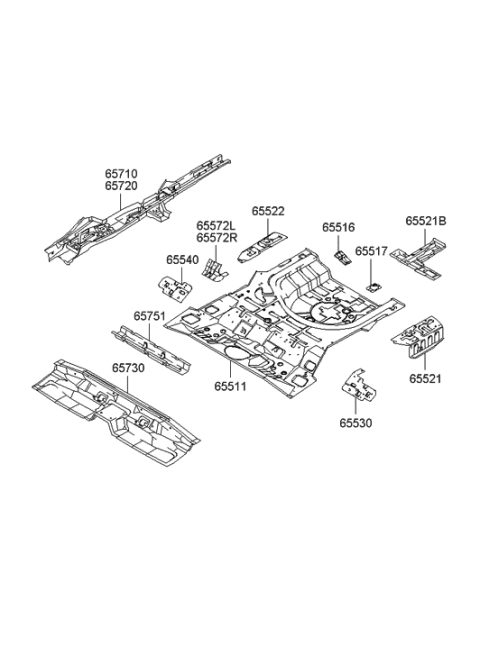 2000 Hyundai Accent Panel-Rear Floor Diagram for 655112D010