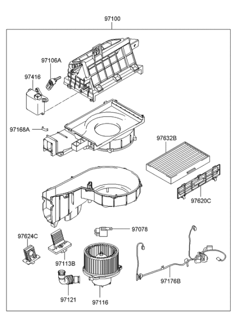 2005 Hyundai Accent  Blower Unit Diagram for 971062D000