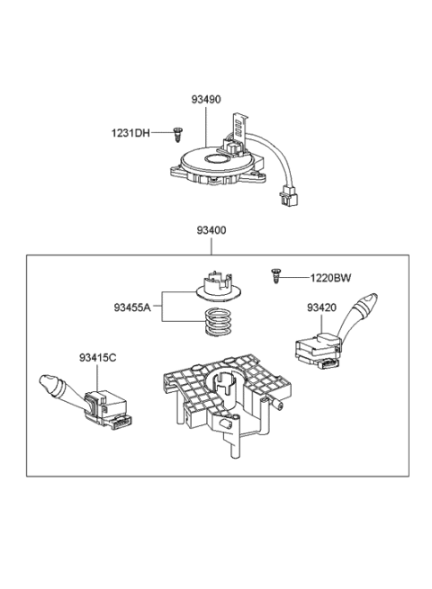 2003 Hyundai Accent  Steering Wheel Clockspring Diagram for 934902D000