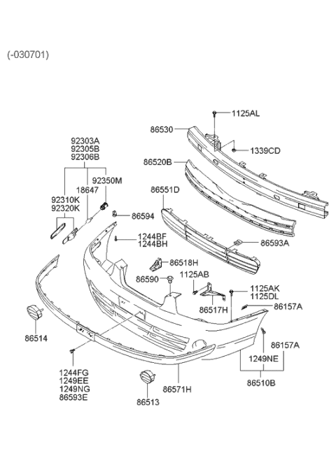 2002 Hyundai Accent Bolt Diagram for 1125006146B