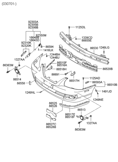 2003 Hyundai Accent Screw-Tapping Diagram for 1244105206B