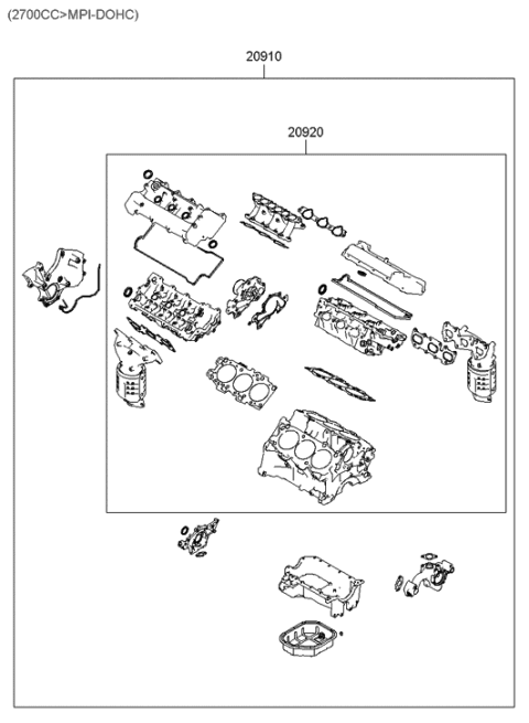 2020 Hyundai Ioniq  Gasket Kit-Engine Overhaul Diagram for 2091037C00