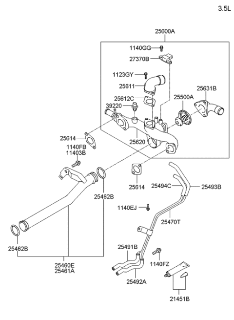 2020 Hyundai Ioniq  Hose-Water Joint B Diagram for 2549339650