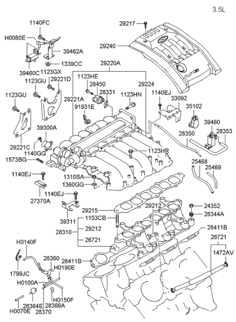 2020 Hyundai Nexo  Hose Assembly-Vacuum Diagram for 2835039200