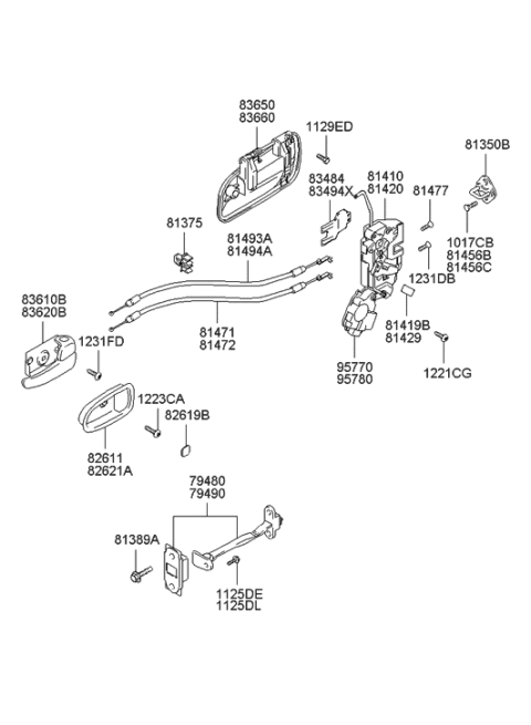 2020 Hyundai Ioniq  Retainer-Rear Door Latch LH Diagram for 8149726000