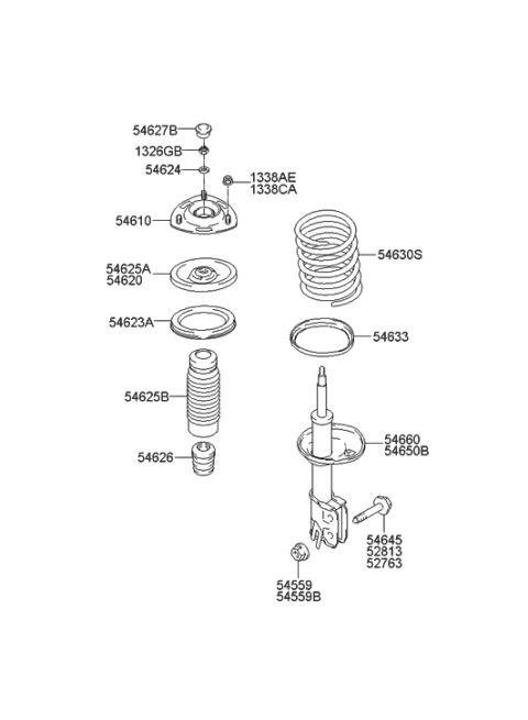 2020 Hyundai Kona  Front Suspension Strut Dust Cover Diagram for 546283B500