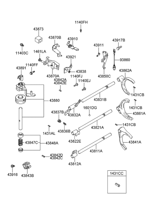 2020 Hyundai Kona  Spring-Poppet Diagram for 438363A000