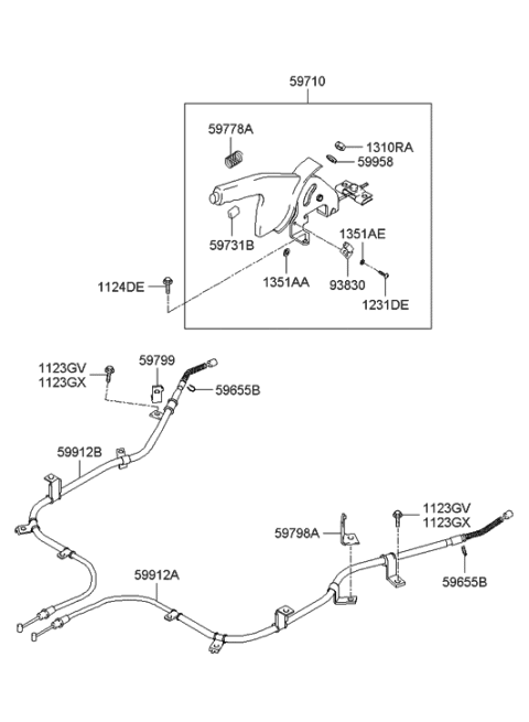 2020 Hyundai Ioniq  Cable Assembly-Park Brake Rear, LH Diagram for 5991226100