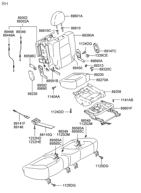 2020 Hyundai Genesis G90  Frame Assembly-Rear Seat Back RH Diagram for 8941026002