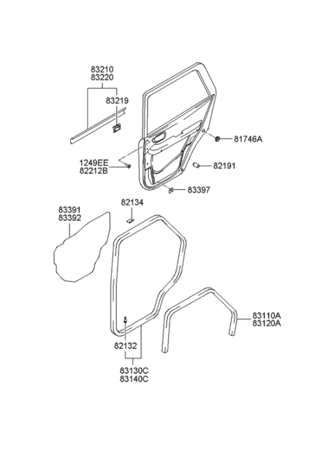 2020 Hyundai Genesis G90  Seal-Rear Door Trim LH Diagram for 8339126000