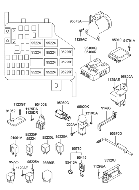 2020 Hyundai Ioniq  Relay Assembly-Power Diagram for 9522529200