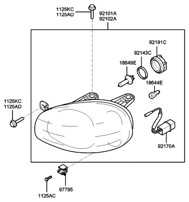 2020 Hyundai Ioniq  Passenger Side Headlight Assembly Composite Diagram for 9210226050