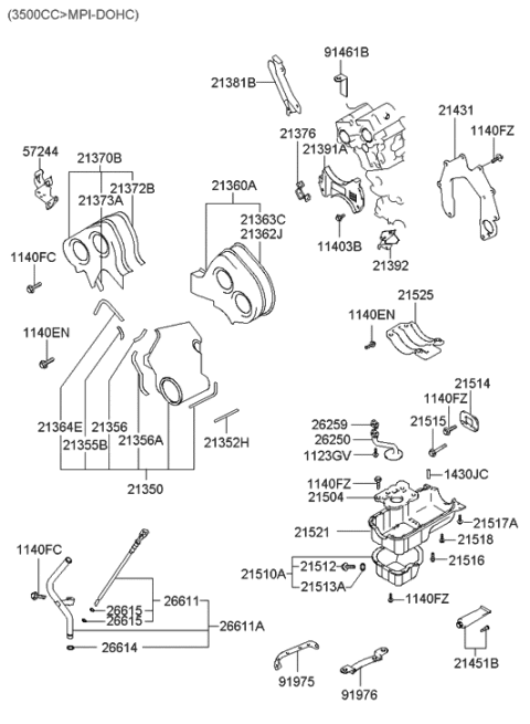 2020 Hyundai Nexo  Oil Level Gauge Guide Diagram for 2661039650