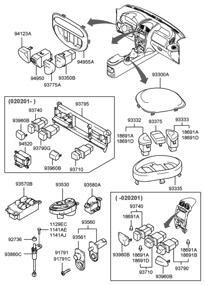 2020 Hyundai Ioniq  Switch Assembly-Hazard Diagram for 9379026000