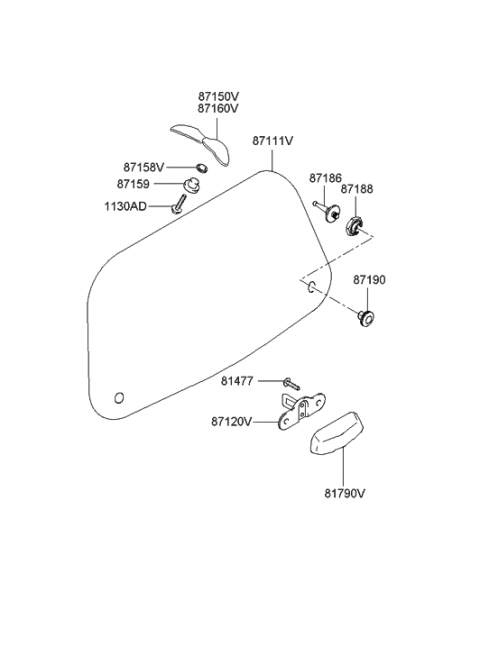 2020 Hyundai Nexo Bush-TAILGATE Glass LIFTER Mounting Diagram for 8718826000