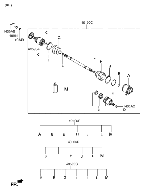 2020 Hyundai Ioniq  Shaft Assembly-Drive Rear Diagram for 4960026000
