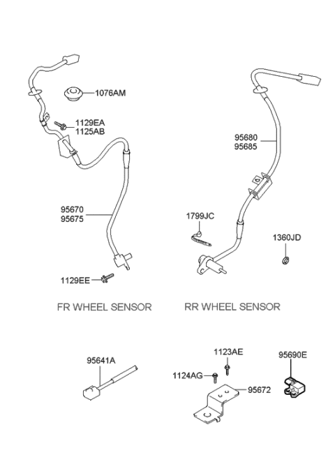 2020 Hyundai Genesis G90  Sensor-Abs Rear Wheel , LH Diagram for 9563026000