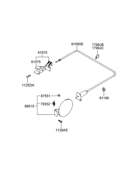 2020 Hyundai Tucson Fuel Filler Door Assembly Diagram for 6951026000