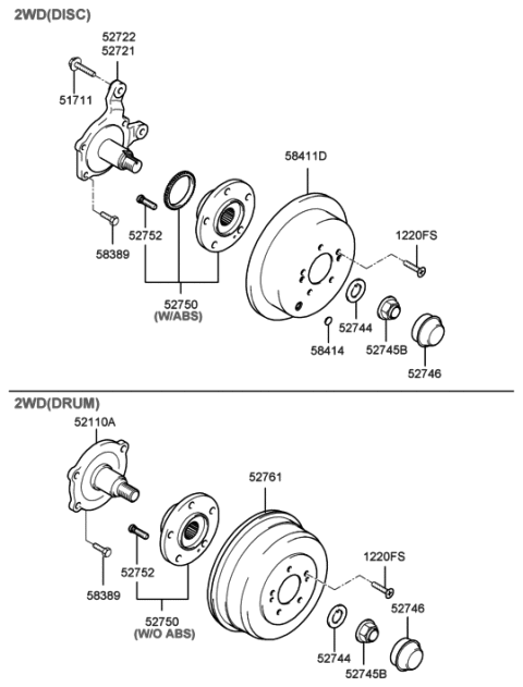 2020 Hyundai Genesis G90  Rear Wheel Hub Assembly Diagram for 5275026100
