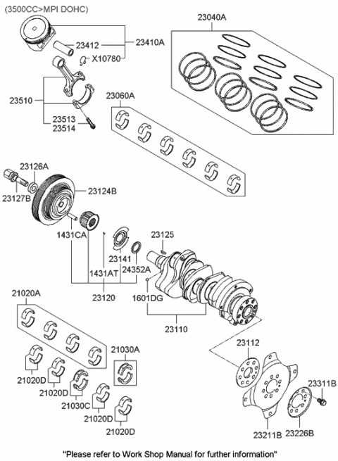 2020 Hyundai Nexo  Ring Set-Piston Diagram for 2304037300