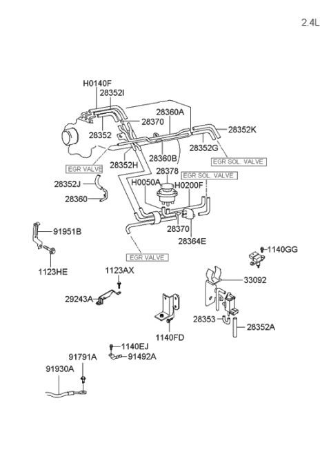 2020 Hyundai Nexo  Pipe Assembly-Vacuum Diagram for 2836038510