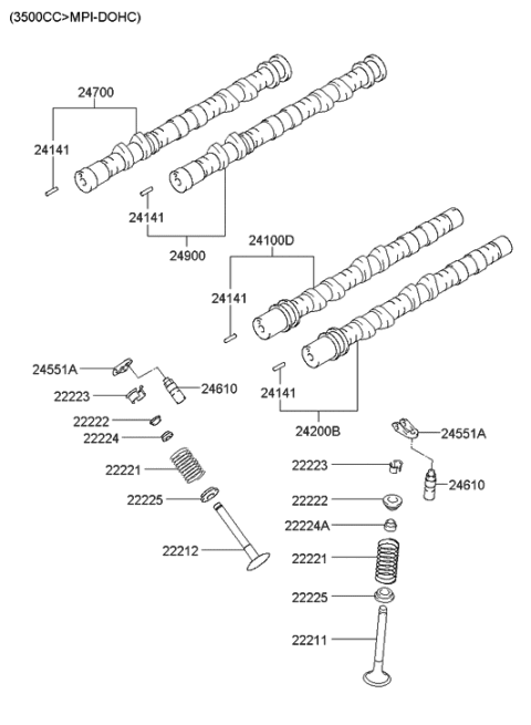 2020 Hyundai Kona  Camshaft Assembly-Exhaust, LH Diagram for 2420035520