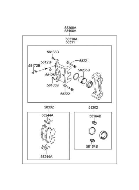 2020 Hyundai Nexo Disc Brake Assembly-Rear, LH Diagram for 5830026050