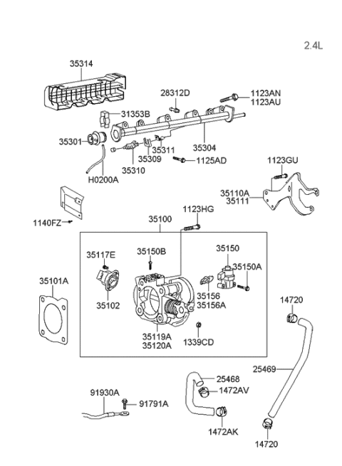 2020 Hyundai Tucson  Cover-Injector Diagram for 3531438011