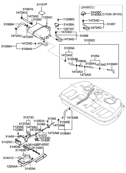 2020 Hyundai Ioniq  Air Filter Assembly Diagram for 3145526300