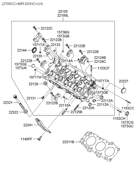 2020 Hyundai Kona Gasket-Cylinder Head LH Diagram for 2231139502