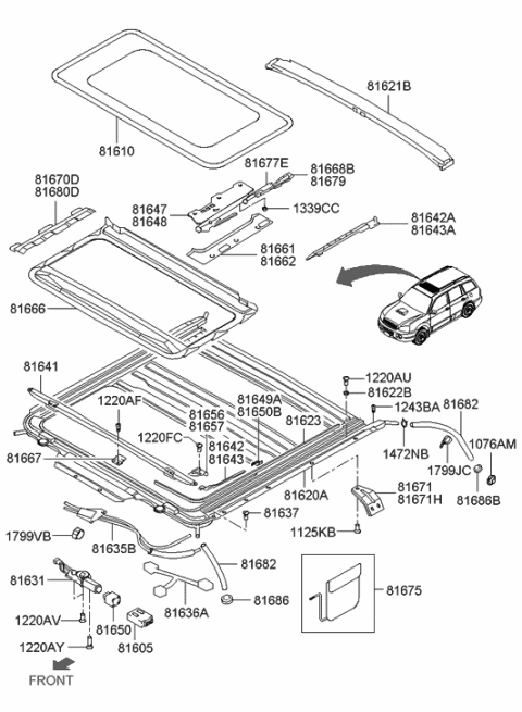 2020 Hyundai Kona Electric  Connector-Sunroof Link, LH Diagram for 8164938000