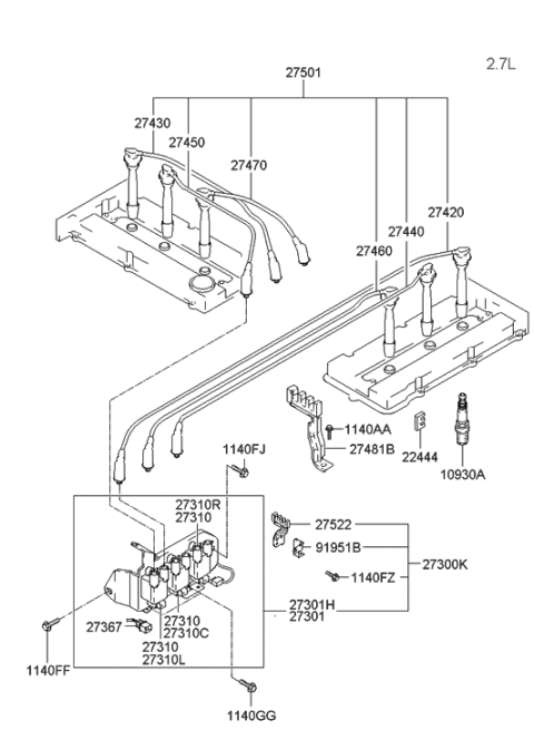 2020 Hyundai Genesis G90  Support-High Tension Cable Diagram for 2748237100