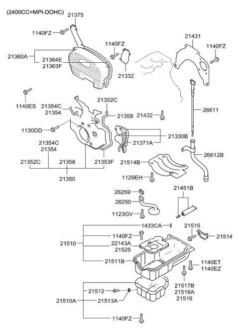 2020 Hyundai Ioniq  Gasket-Timing Belt Cover Diagram for 2137138014