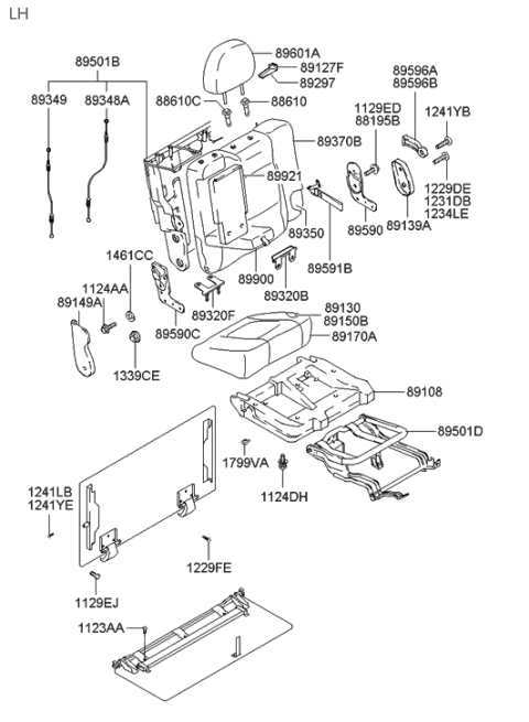 2020 Hyundai Ioniq  Frame & Pad Assembly-Rear Seat Cushion Diagram for 8915026000